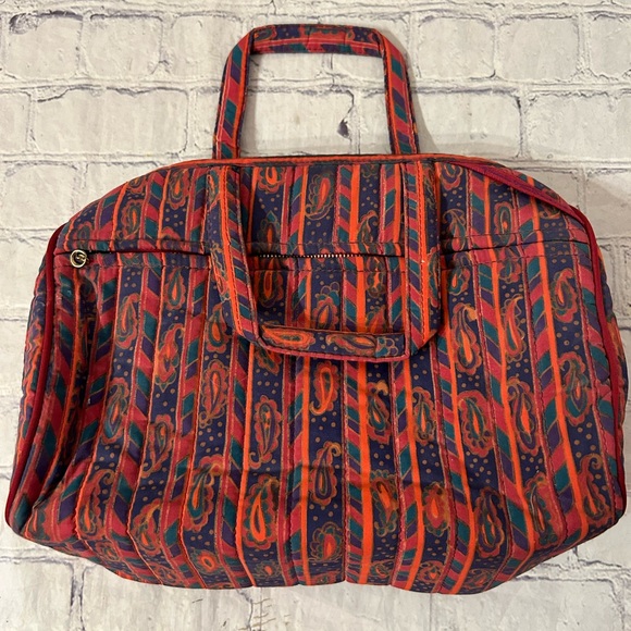 VINTAGE GLORIA VANDERBILT COSMETIC CASE FOR ACCESSORY STREET PAISLEY PATTERN - Picture 8 of 11